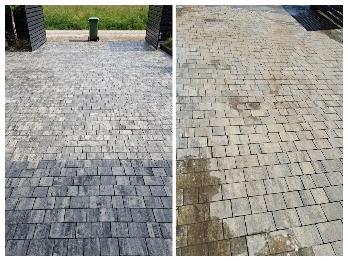 Mycie zarośniętej kostki brukowej - Rzeszów